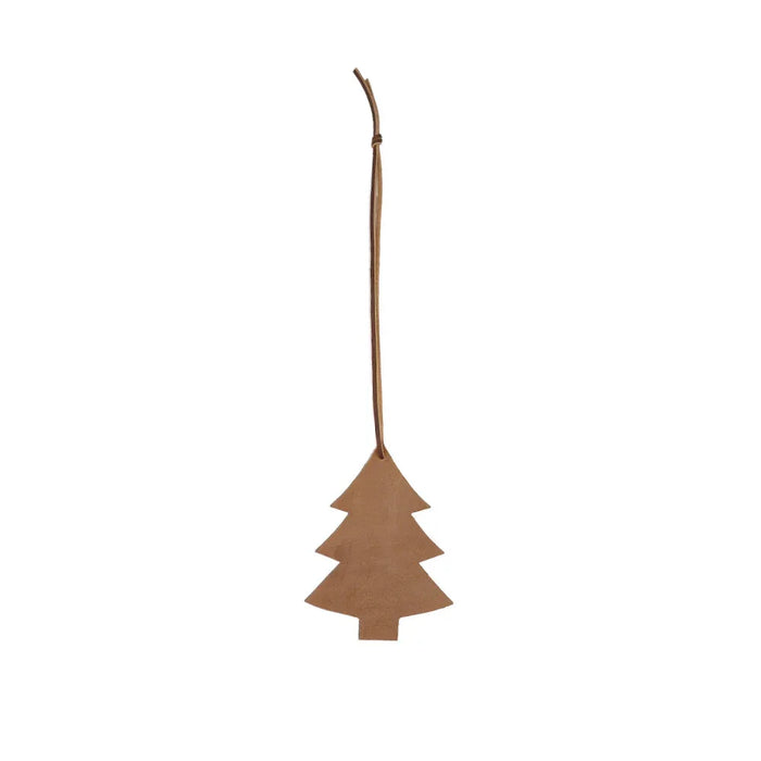 Brown paper tree shape hanging from a stick on a white background  #color_brown
