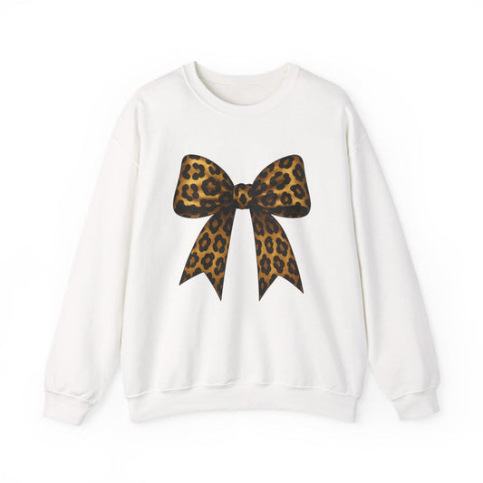 sand sweatshirt with leopard bow coquette design