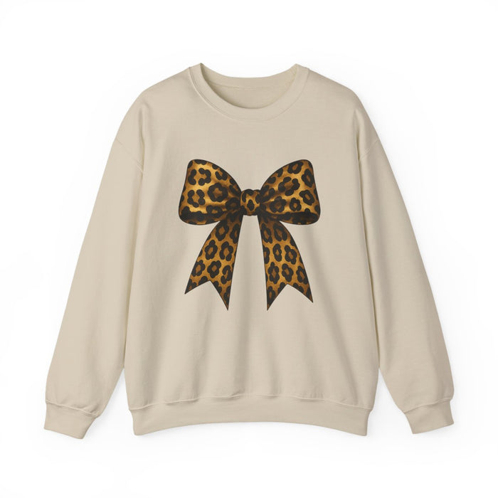 sport grey sweatshirt with bold leopard bow print