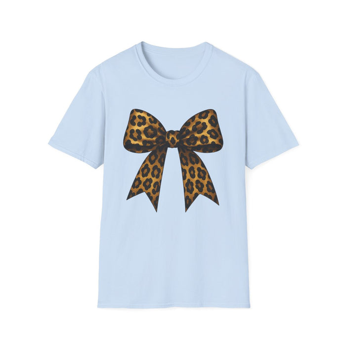 natural cream t-shirt with leopard bow statement design