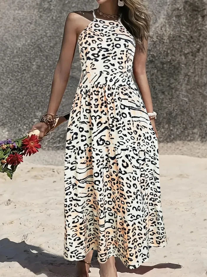 Leopard Halter Neck Dress