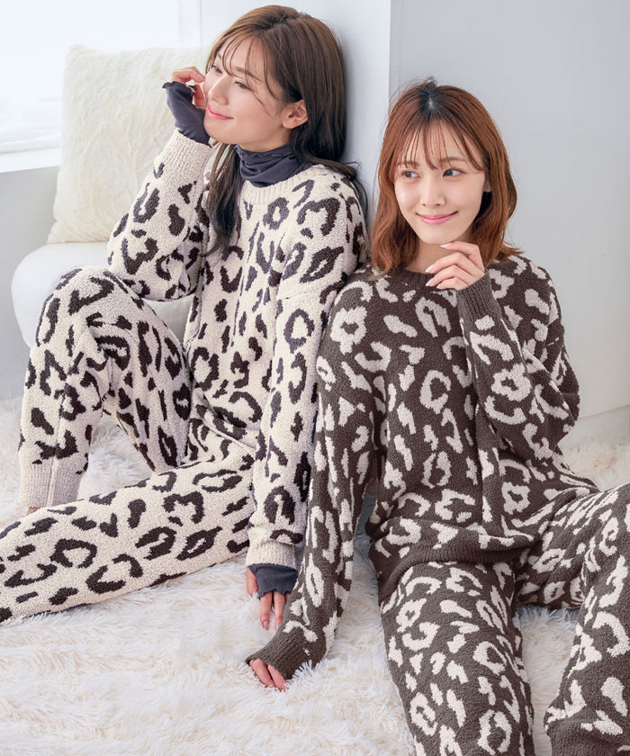 Leopard Knit Belly Warmer Top and Bottom Set