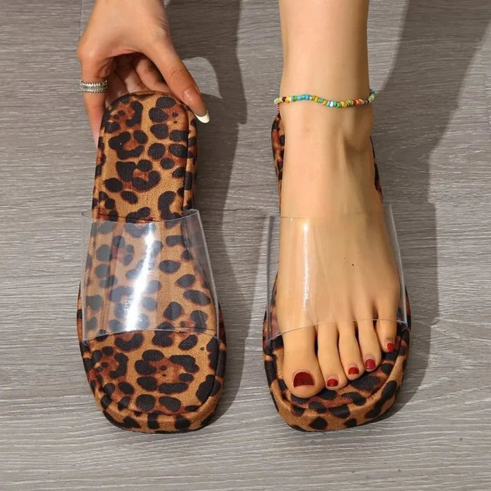 Leopard Open Toe Platform Sandals