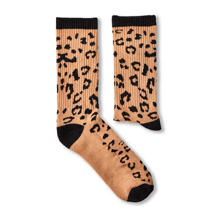 grey socks with leopard print pattern for everyday wear or funny gift