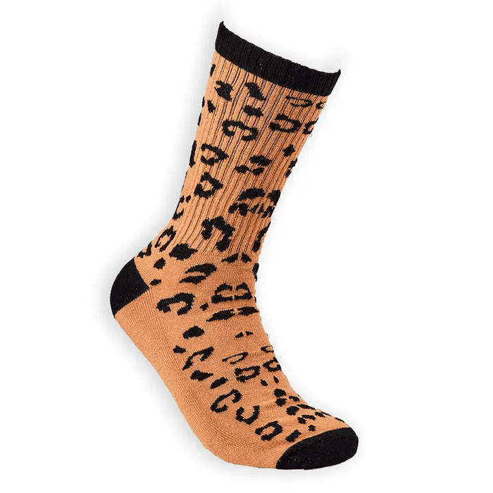 tan socks with animal print leopard design for men and women