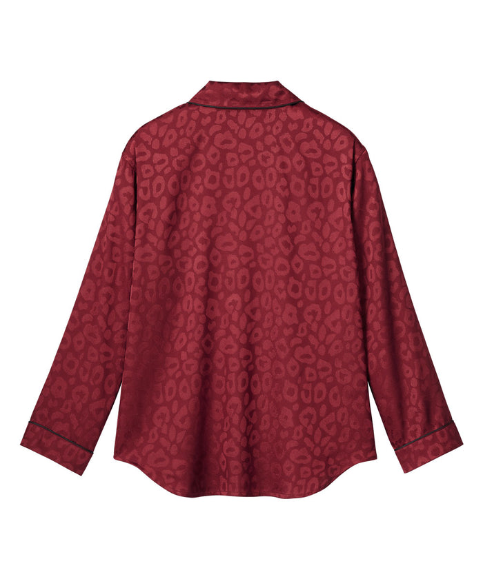 Leopard Satin Long Sleeve Pajama Set