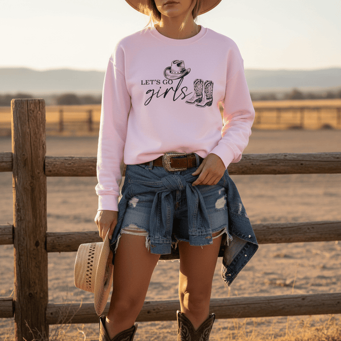 let's go girls cowgirl sweatshirt gift packaging