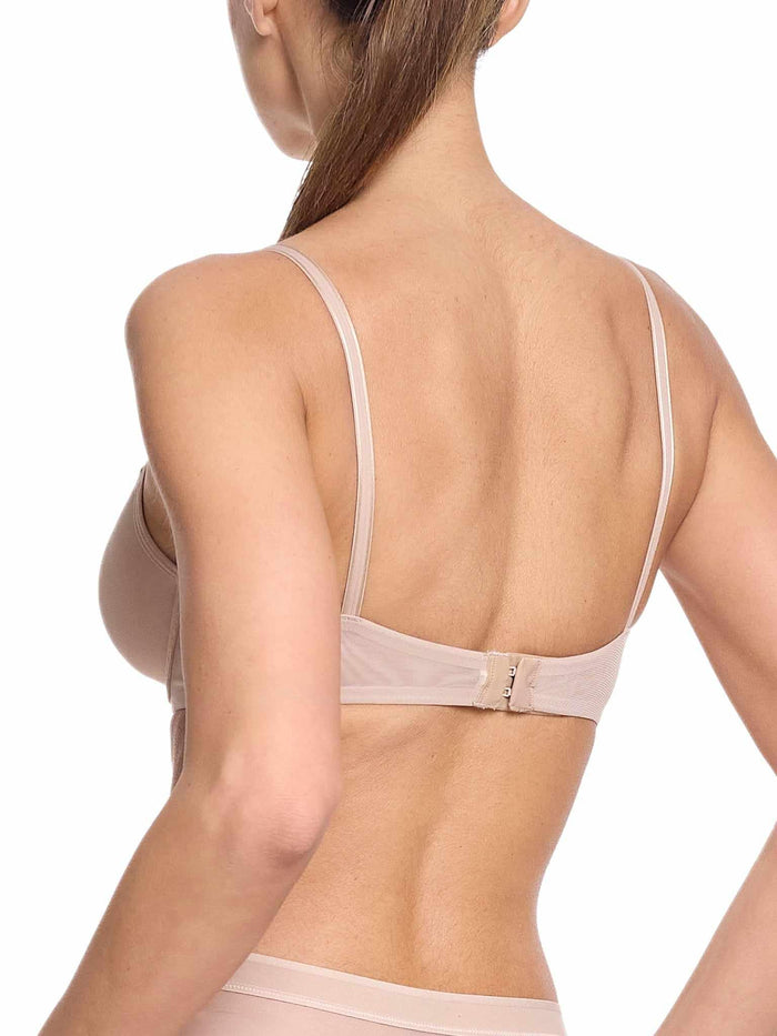 Chai Lined Mesh Plunge Bra - Back View, Hook-and-Eye Closure Detail | Hanky Panky