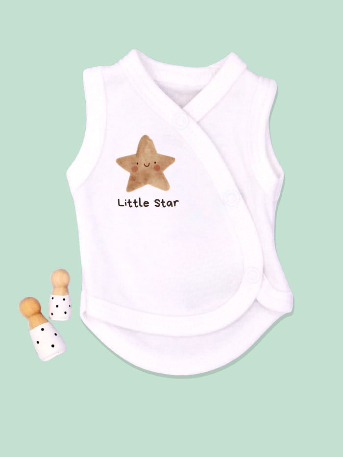 Little Star, Incubator Vest, White, 100% Cotton Bodysuit / Vest Tiny & Small
