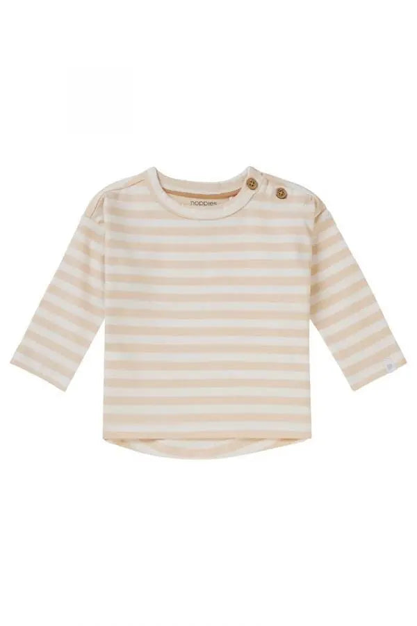 Long Sleeve Stripe Top, Biscotti - Organic Cotton Top / T-shirt Noppies
