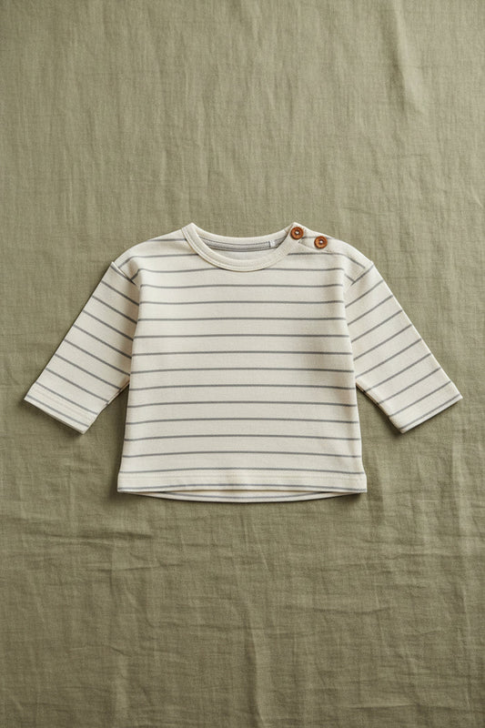 Long Sleeve Stripe Top, Whisper White - Organic Cotton Top / T-shirt Noppies