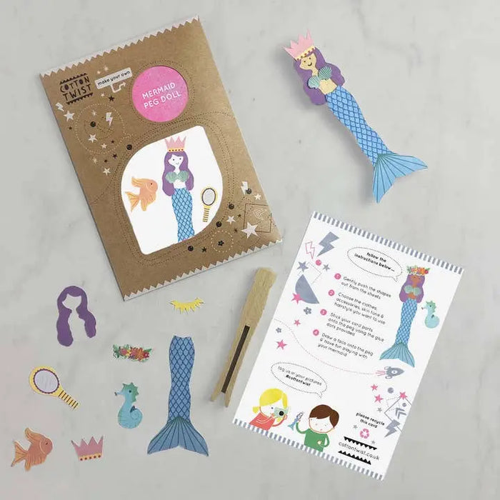 Make Your Own Mermaid Peg Doll Sibling Gifts Cotton Twist