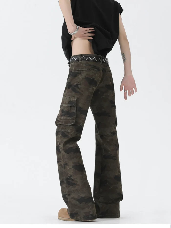 Men's Camo Cargo Flare Jeans