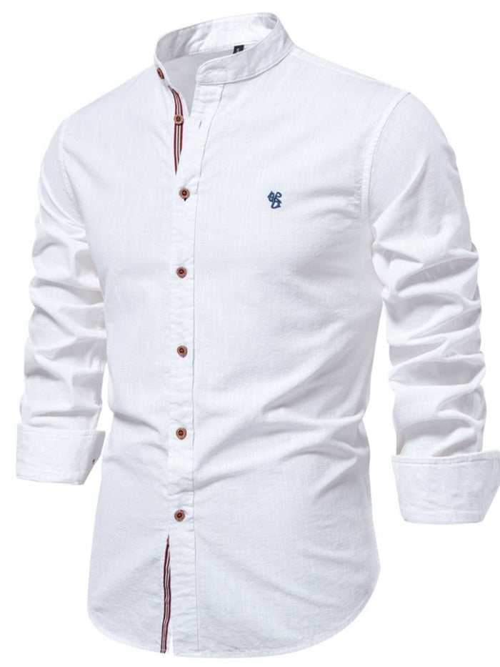 Men's Full Size Button Down Embroidered Shirt Plus Size Fashion