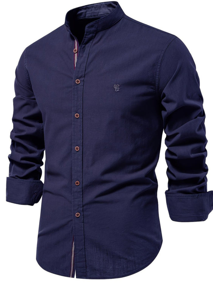 Men's Full Size Button Down Embroidered Shirt Plus Size Fashion