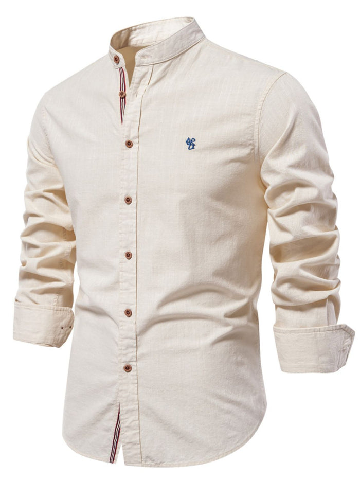Men's Full Size Button Down Embroidered Shirt Plus Size Fashion