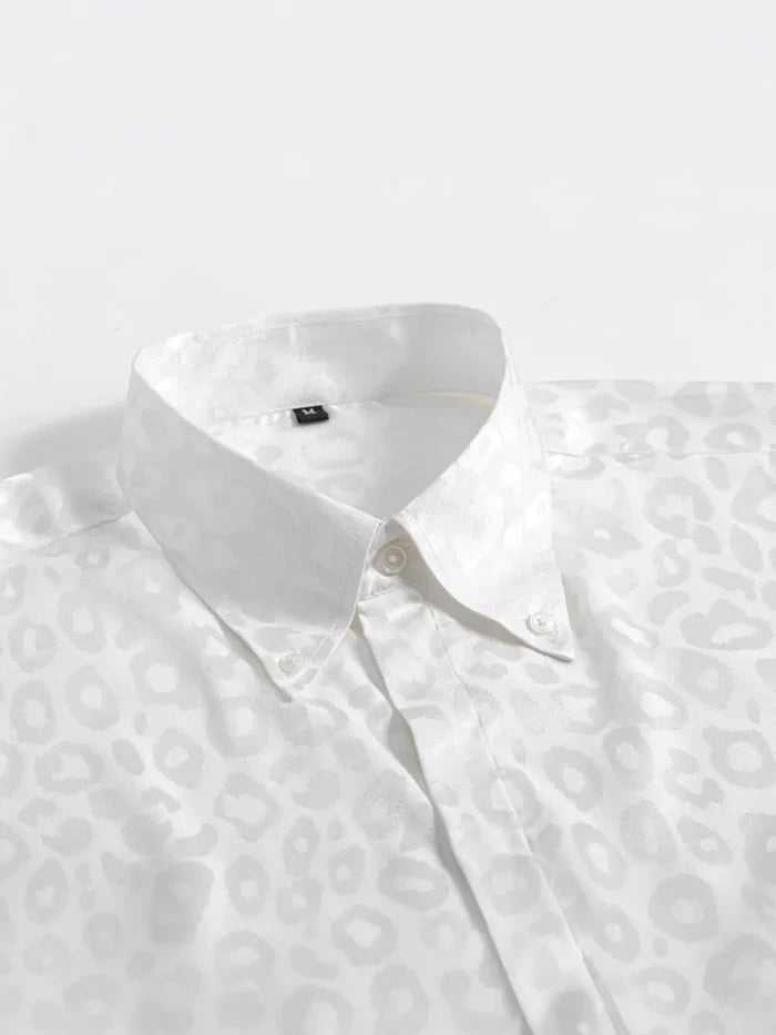 Men's Full Size Leopard Button Down Satin Shirt Plus Size