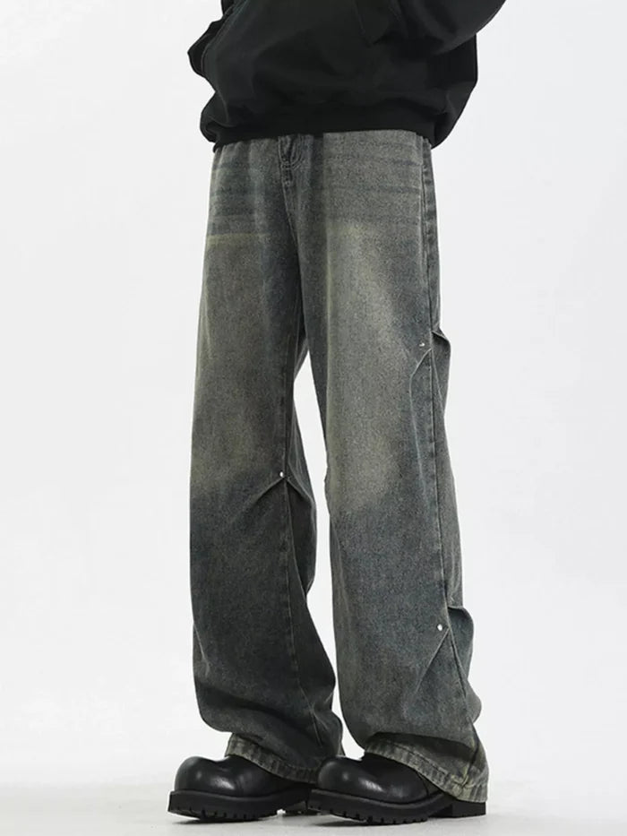 Men's Full Size Wash Wide Leg Jeans Plus Size