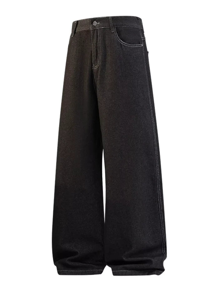 Men's Full Size Wide Leg Wash Jeans Plus Size