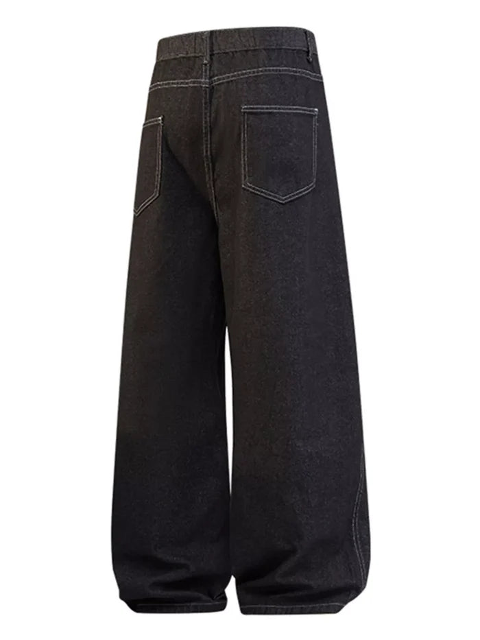 Men's Full Size Wide Leg Wash Jeans Plus Size