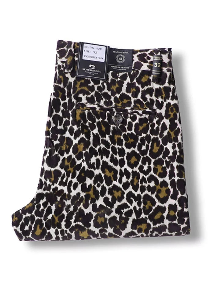 Men's Leopard Print Slim-Fit Pants