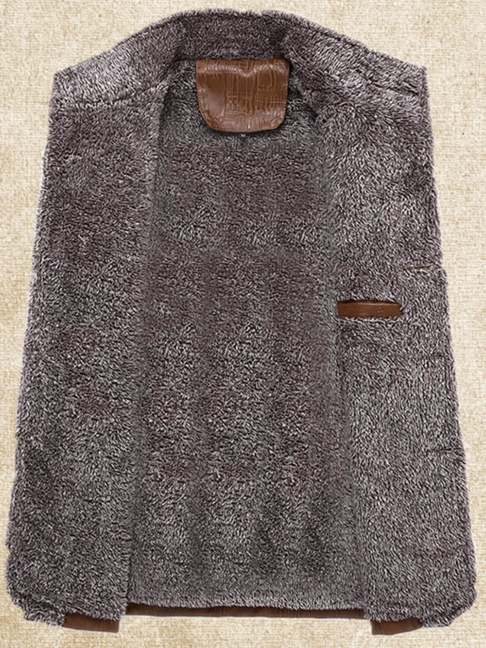 Men's Plus Size Button Up Fleece Lined Coat