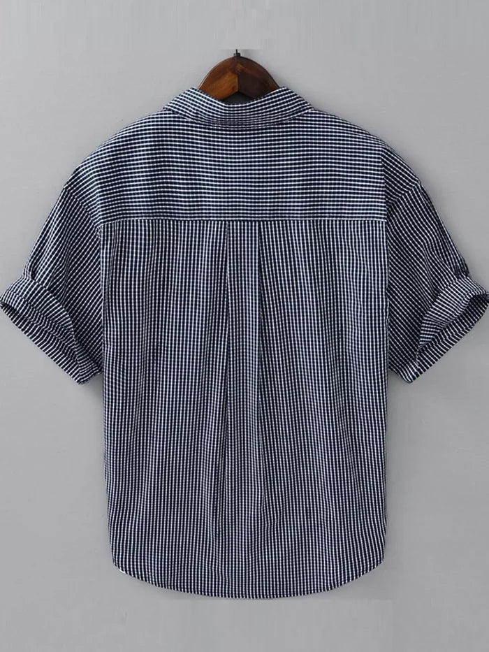 Men's Plus Size Casual Plaid Short Sleeve Shirt