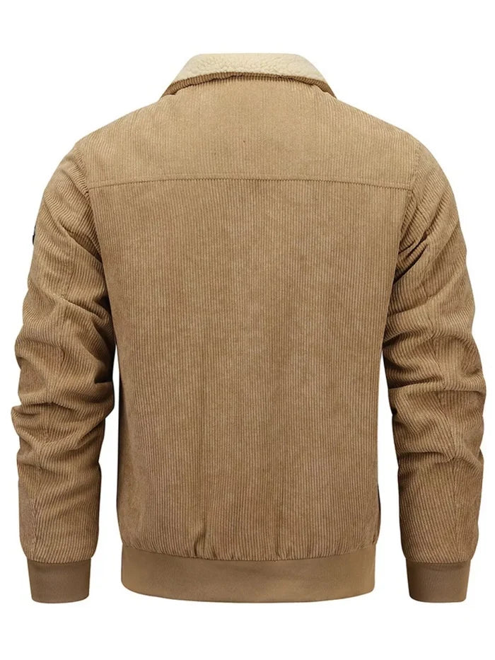 Men's Plus Size Corduroy Sherpa Lined Winter Coat