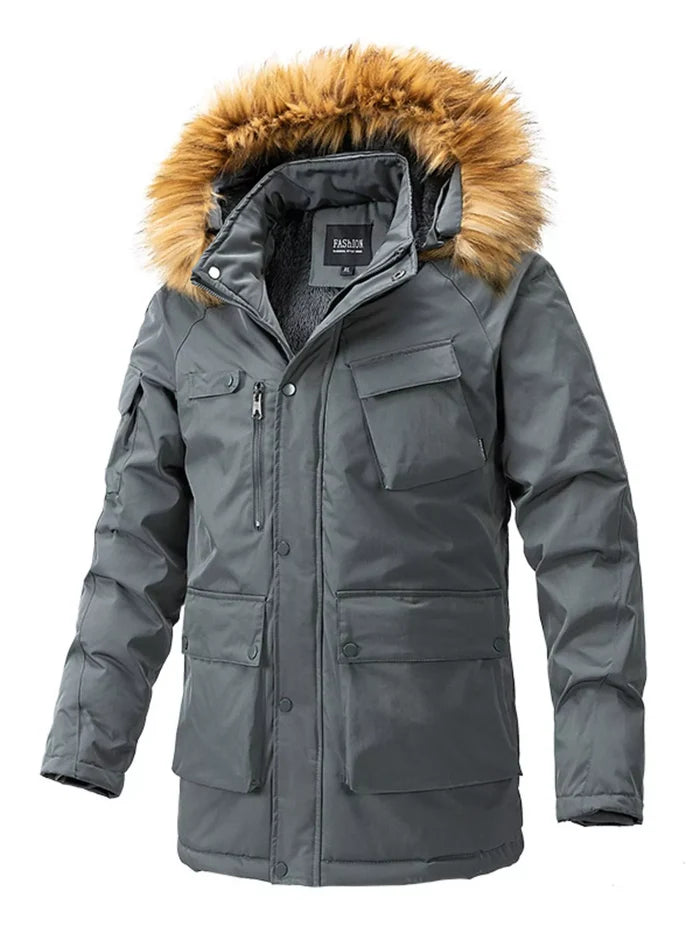 Men's Plus Size Fur Hooded Winter Parka Coat