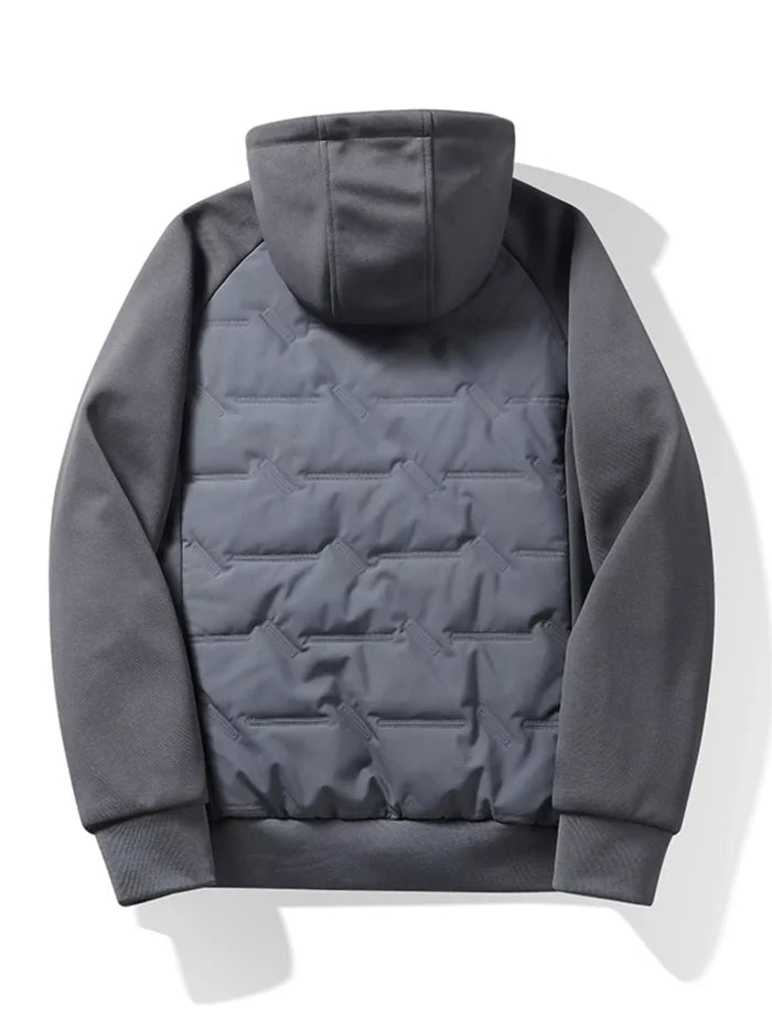Men's Plus Size Hooded Padded Front Zip-Up Jacket