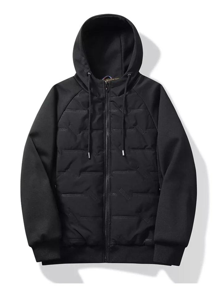 Men's Plus Size Hooded Padded Front Zip-Up Jacket