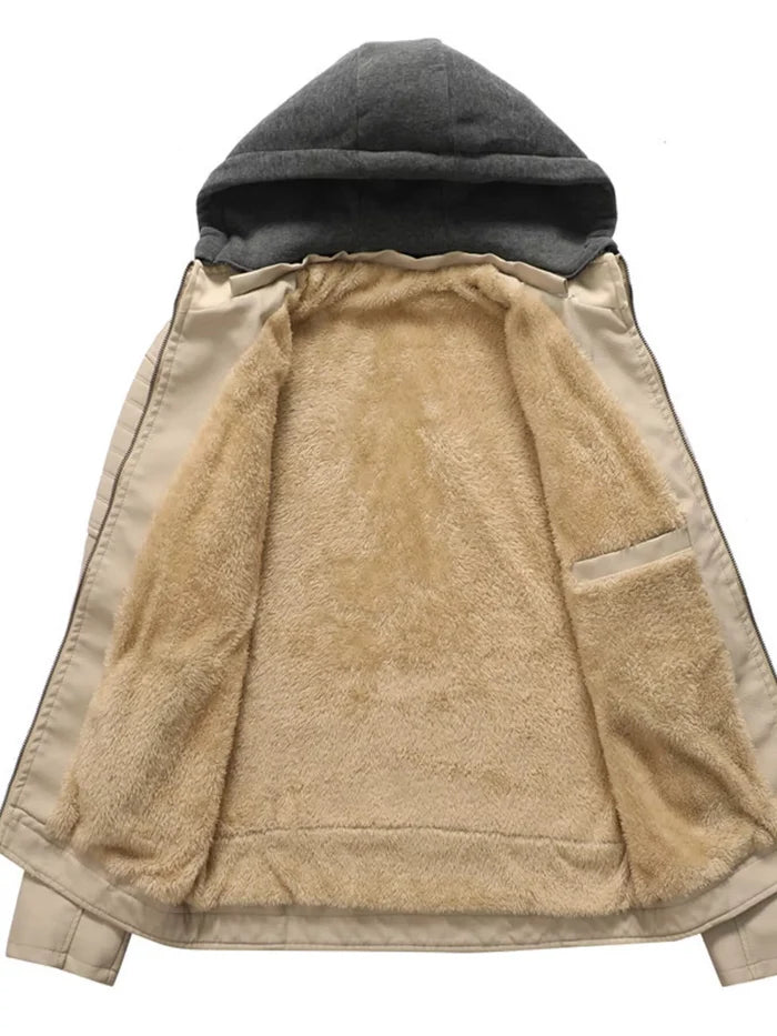 Men's Plus Size Hooded Zip Up Winter Jacket