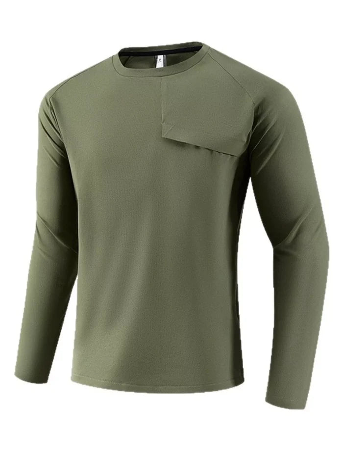 Men's Plus Size Long Sleeve T-Shirt with Pocket