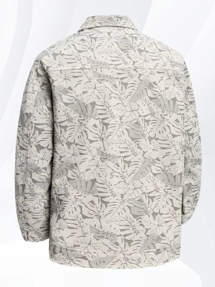Men's Plus Size Printed Snap Down Casual Jacket