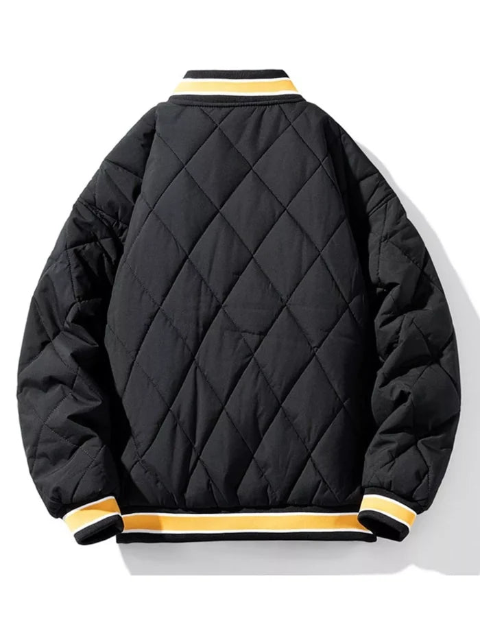 Men's Plus Size Quilted Padded Snap Down Jacket