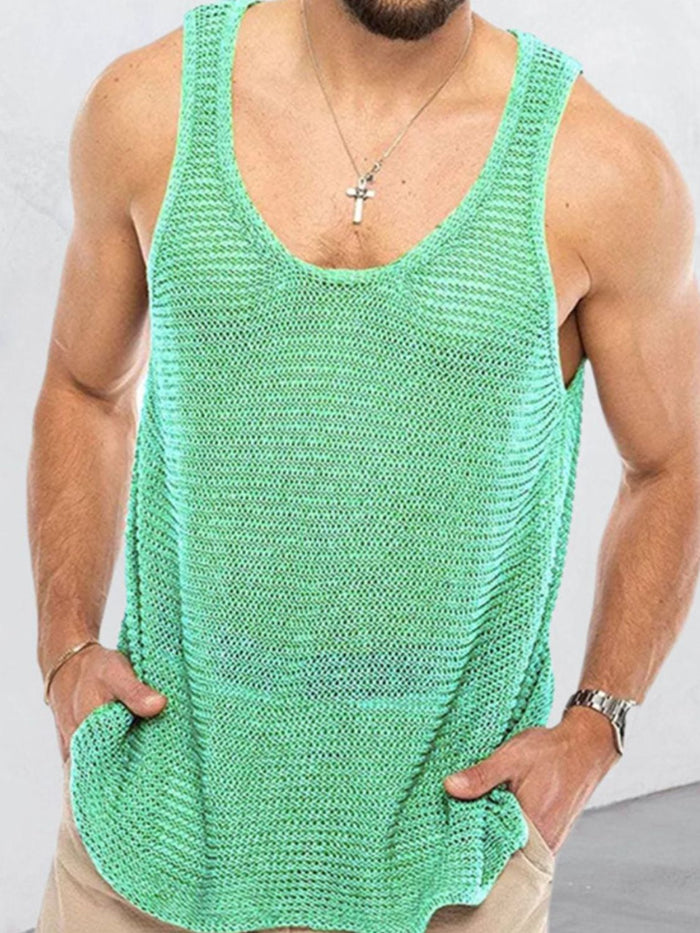 Men's Plus Size Round Neck Wide Strap Tank for Comfort