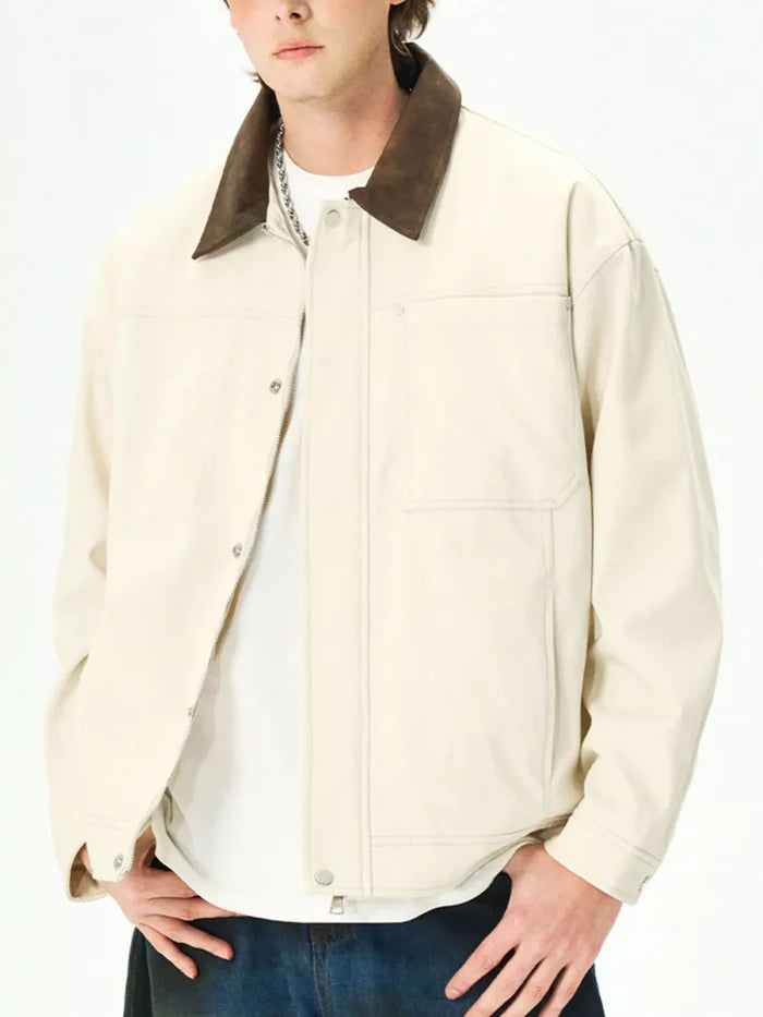 Men's Plus Size Snap Down Long Sleeve Jacket
