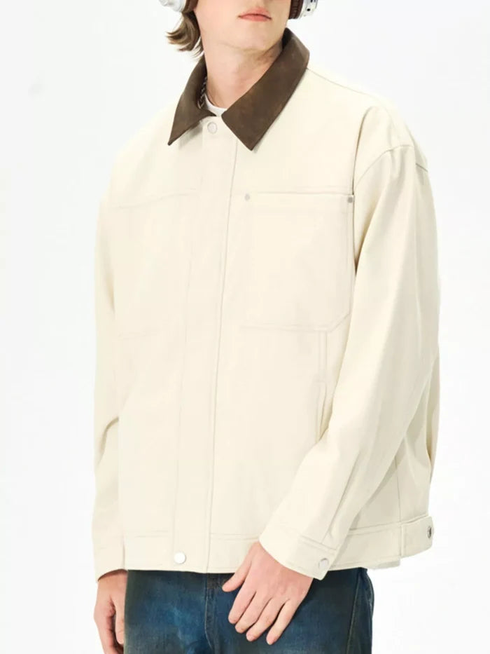 Men's Plus Size Snap Down Long Sleeve Jacket