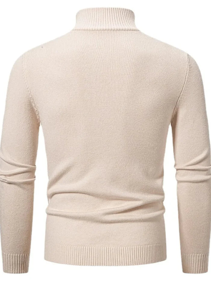 Men's Plus Size Texture Turtleneck Long Sleeve Sweater