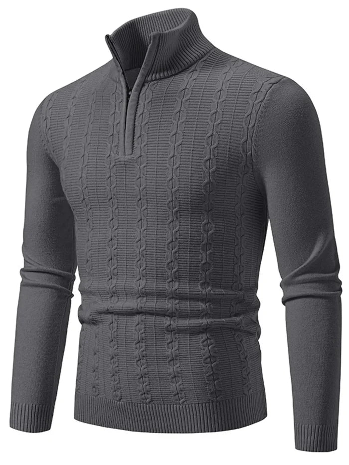 Men's Plus Size Texture Turtleneck Long Sleeve Sweater