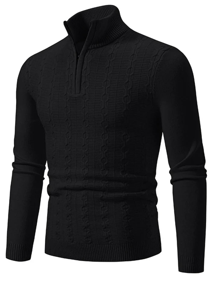 Men's Plus Size Texture Turtleneck Long Sleeve Sweater