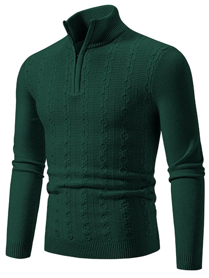 Men's Plus Size Texture Turtleneck Long Sleeve Sweater