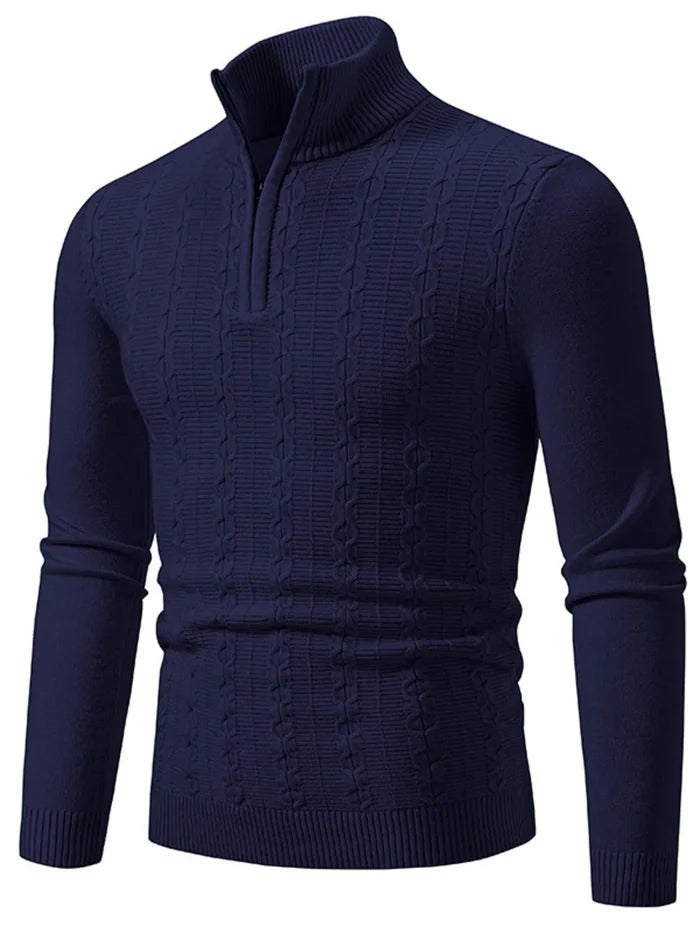 Men's Plus Size Texture Turtleneck Long Sleeve Sweater