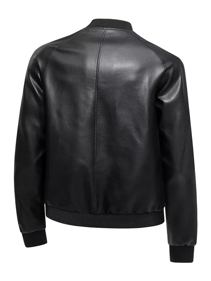 Men's Plus Size Zip Up Casual Leather Jacket