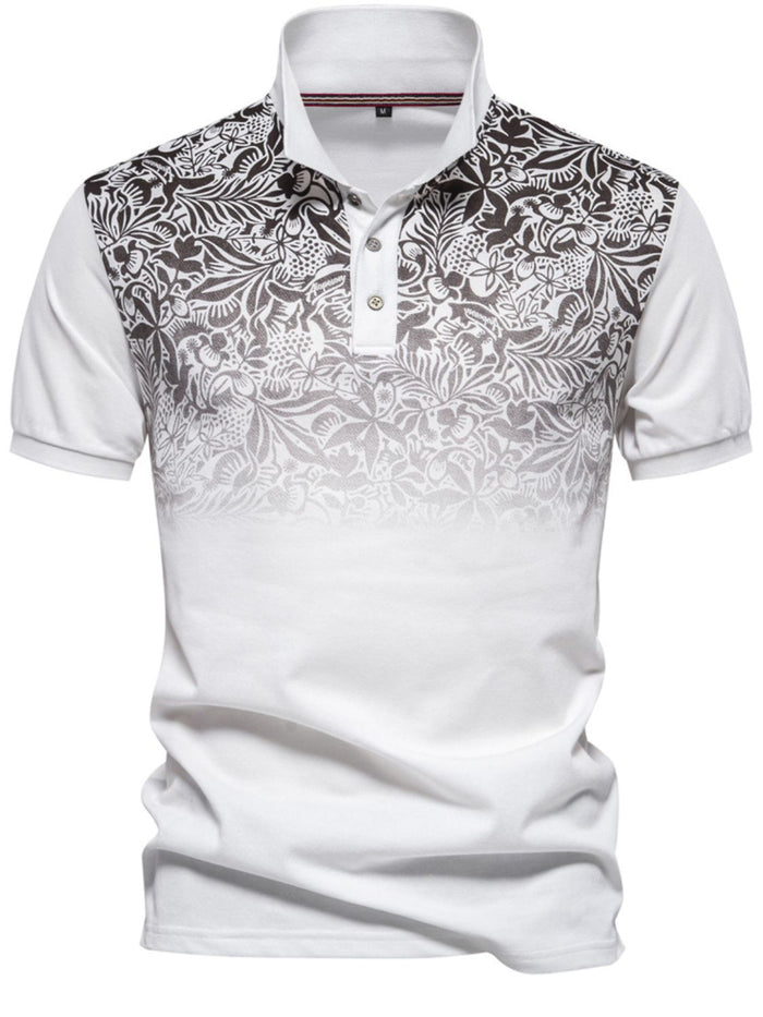 Men's Printed Collared Neck Short Sleeve Polo for Style