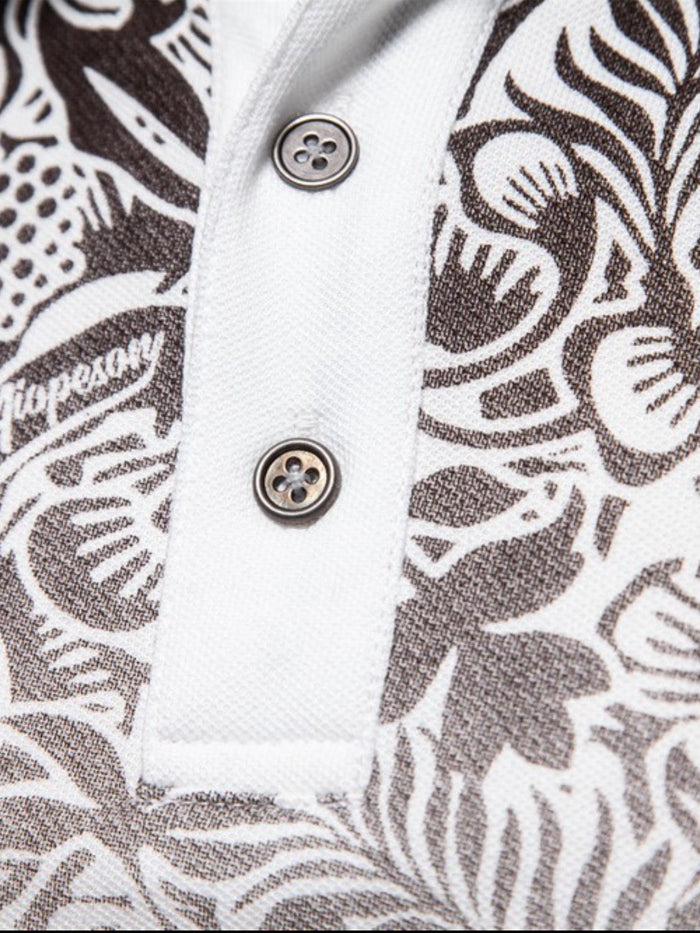 Men's Printed Collared Neck Short Sleeve Polo for Style
