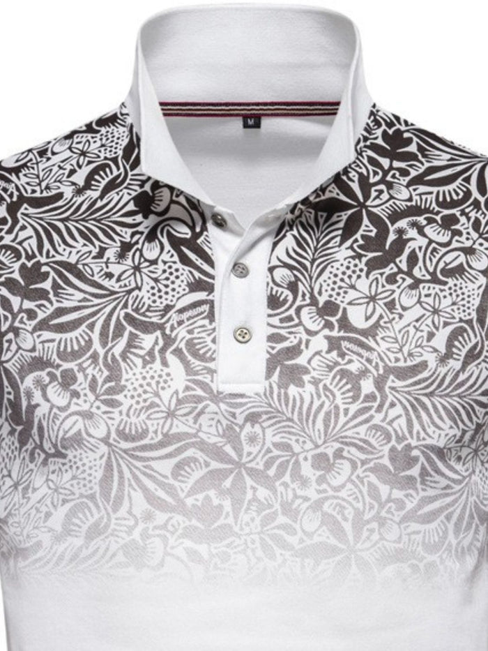 Men's Printed Collared Neck Short Sleeve Polo for Style
