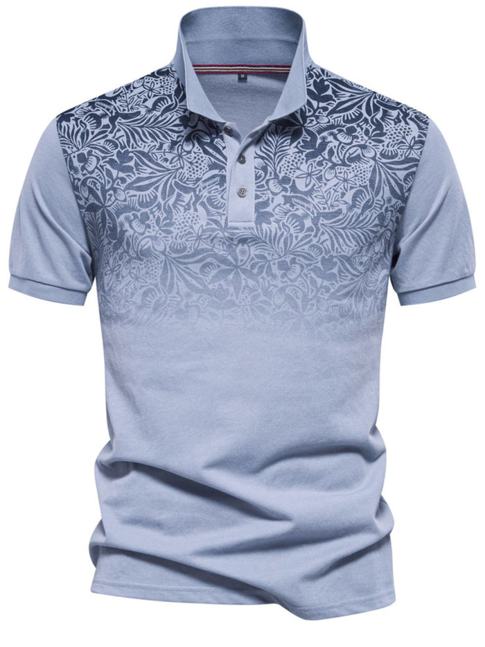 Men's Printed Collared Neck Short Sleeve Polo for Style