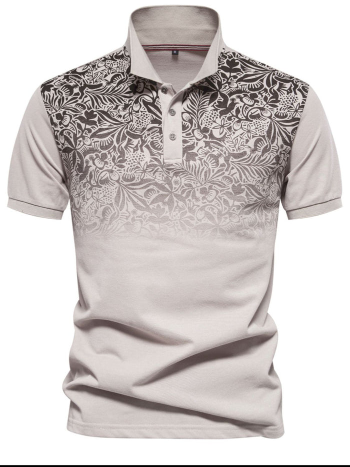 Men's Printed Collared Neck Short Sleeve Polo for Style