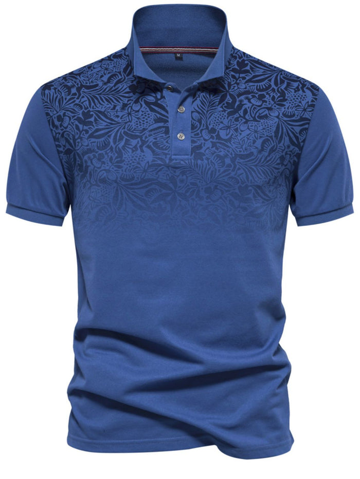 Men's Printed Collared Neck Short Sleeve Polo for Style